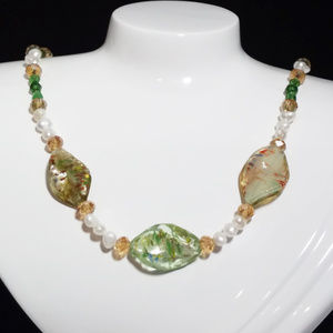 Gorgeous Pearl & Lampwork Glass Necklace
